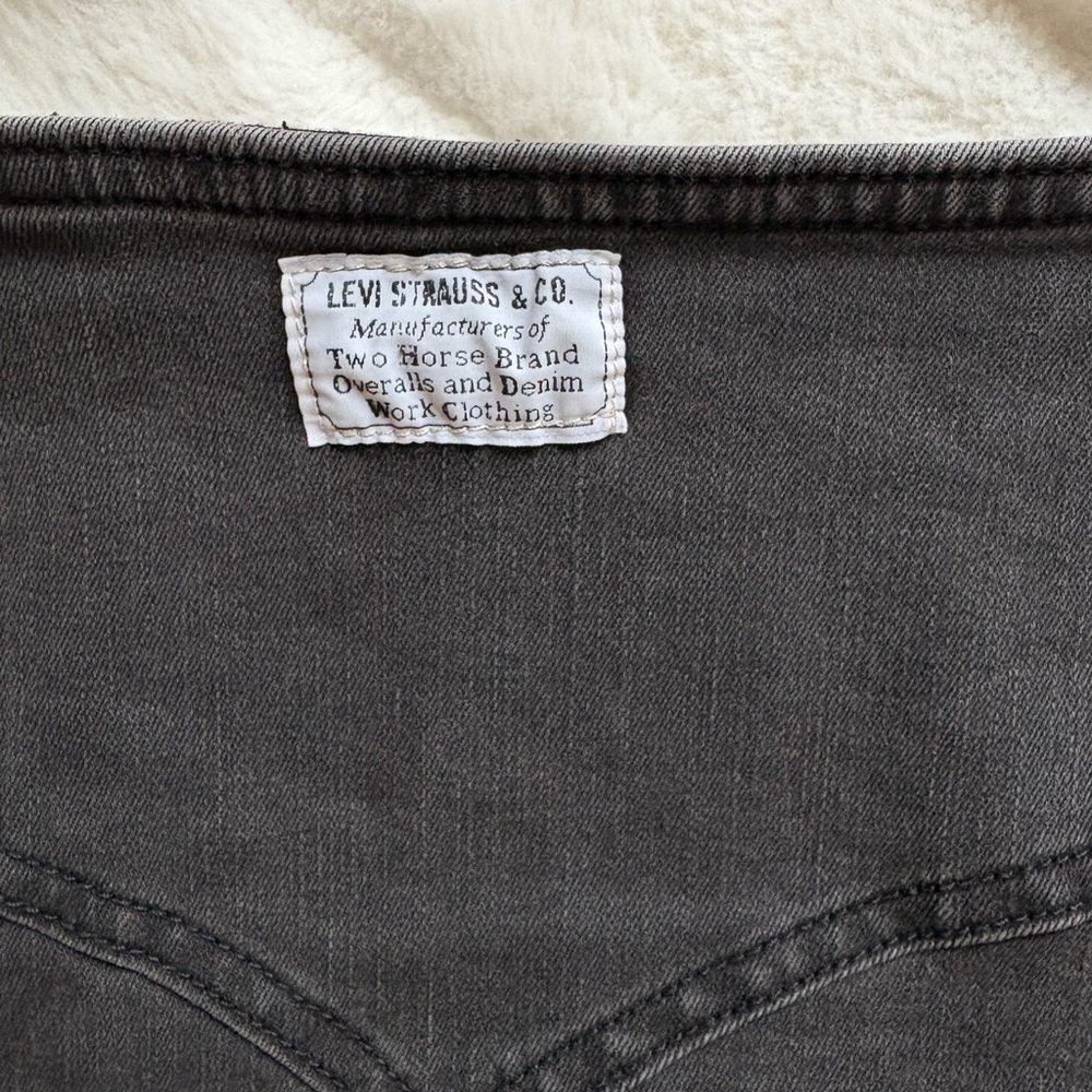 Levi's Veda Charcoal Long Sleeve Denim Mini Dress Sz Large EUC Grunge Alt - Picture 13 of 13